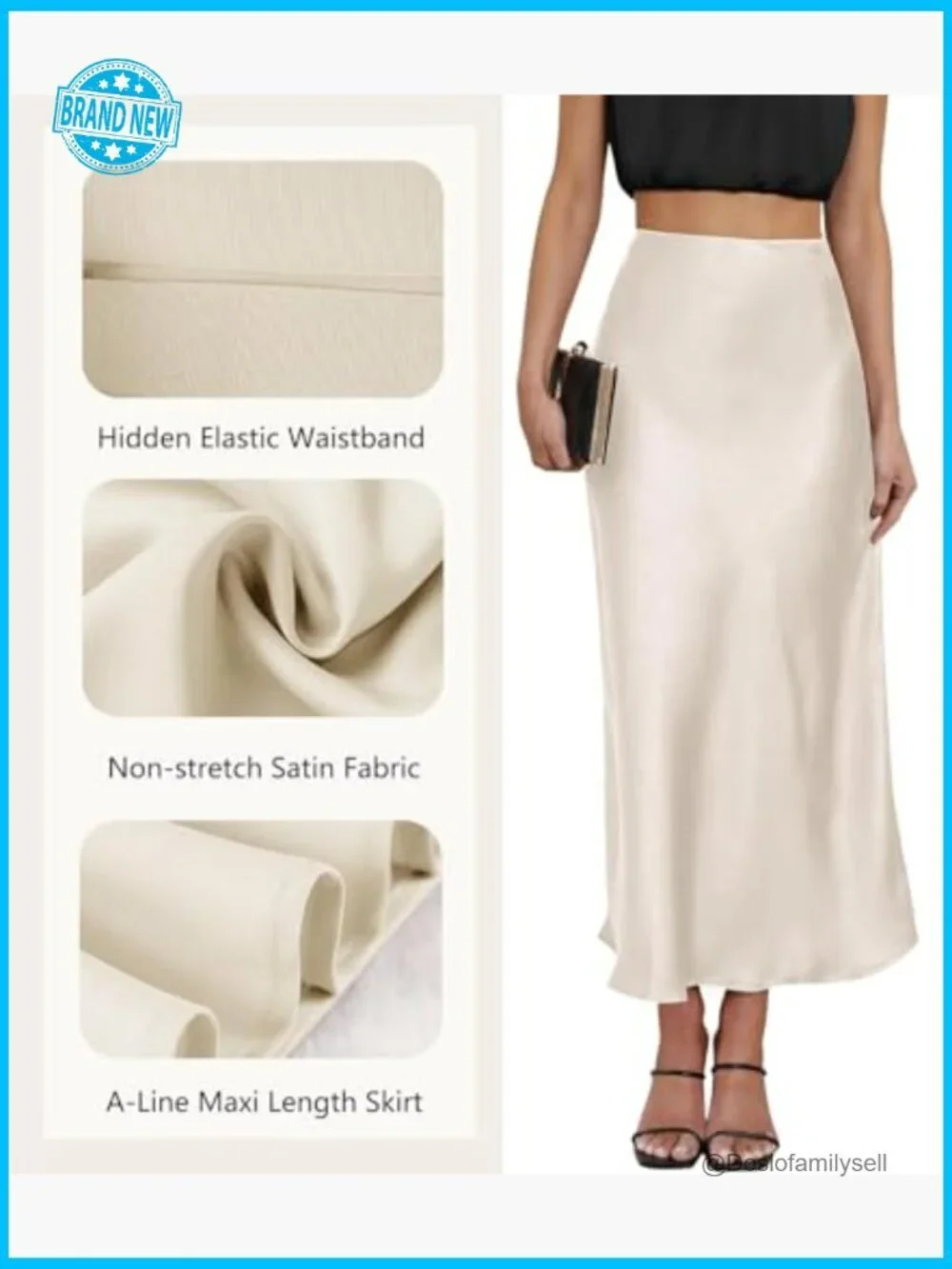 Satin High Waisted Maxi Skirt A-Line Silk Spring Summer Long Skirt Casual